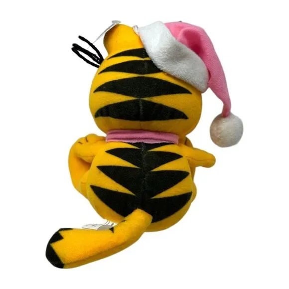 Garfield Pink Christmas Holiday Plush Toy With Santa Hat & Scarf Window Cling - Picture 2 of 16